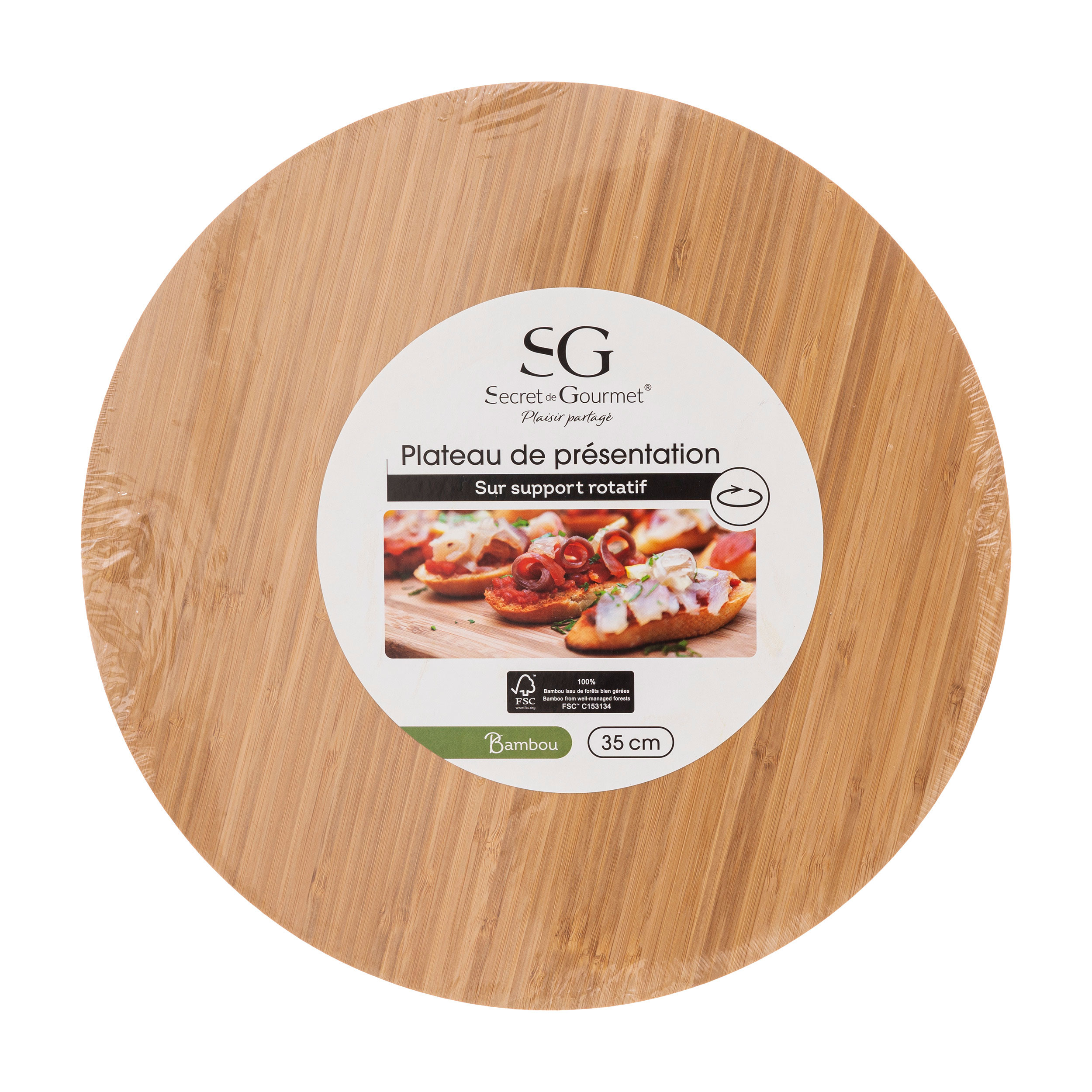 SECRET DE GOURMET BAMBOO TURNING TRAY 35X3CM