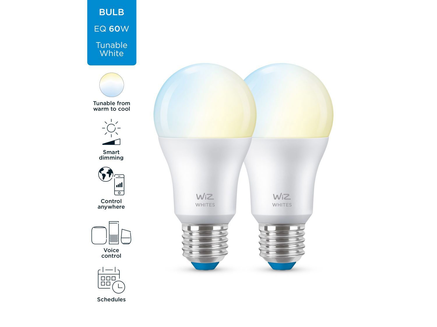 WIZ BULB TUNABLE WHITE 60W E27 F/6 2PCS