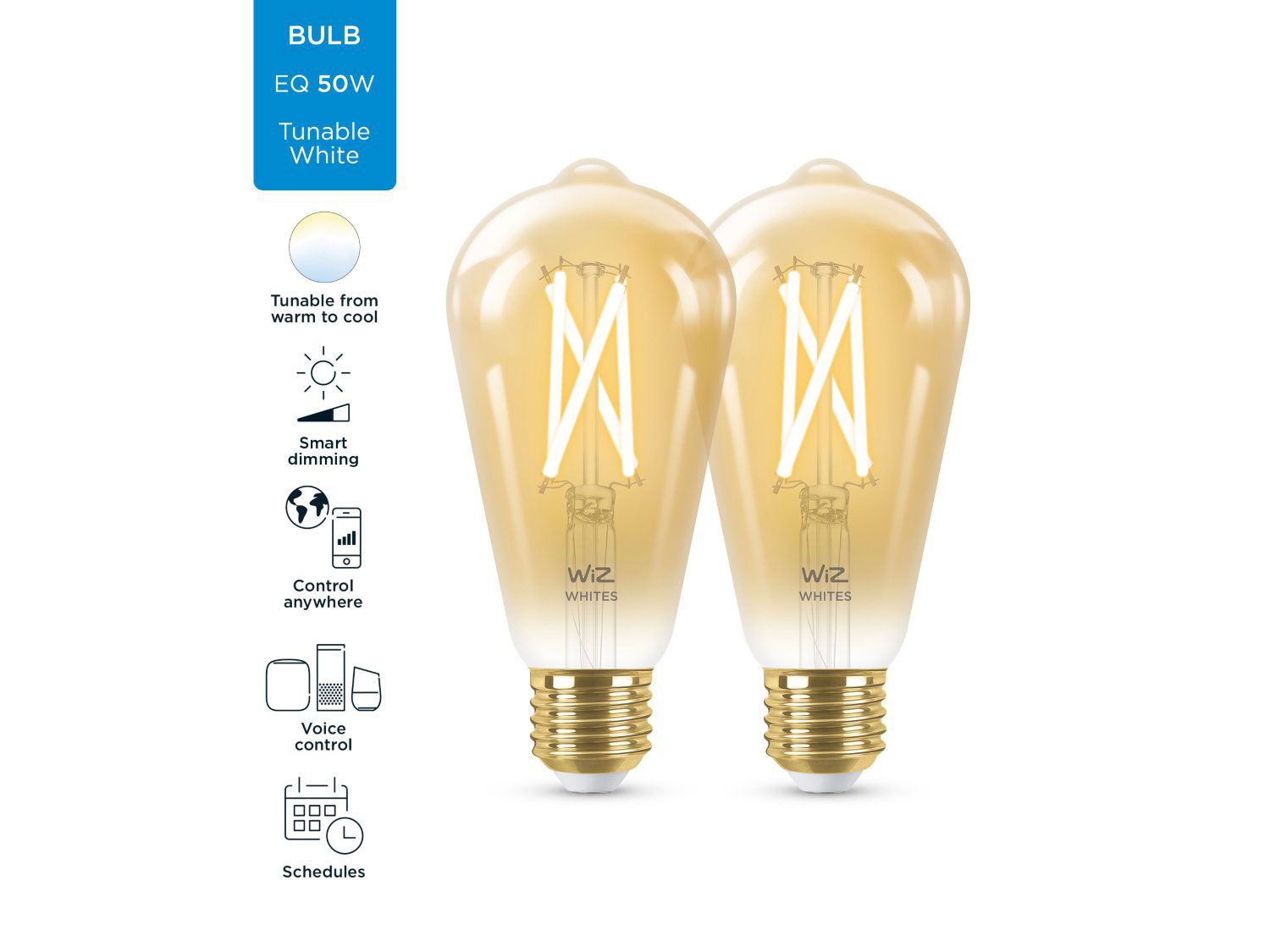 WIZ BULB TUNABLE WHITE AM/ST642 50W E27 2PCS