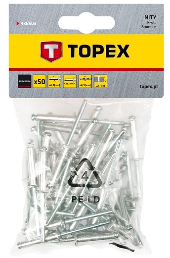 TOPEX 50PCS RIVETS 4.8 X 12.5MM 