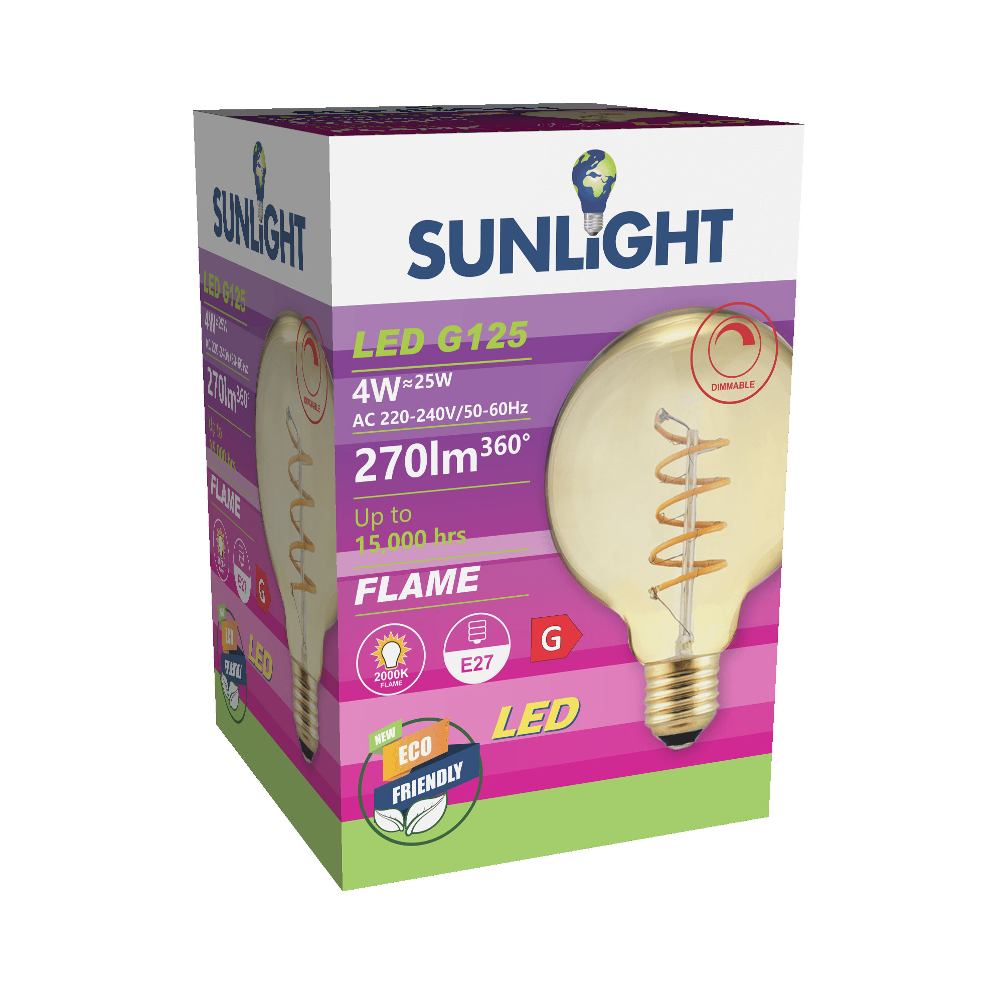 SUNLIGHT 'ΝΗΜΑΤΟΣ' LED 4W G125 ΛΑΜΠΤΗΡΑΣ E27 270LM 2000K AMBER DIMMABLE