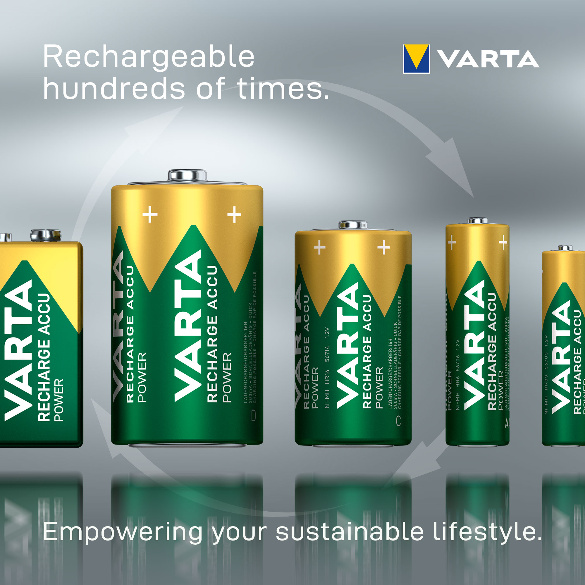 VARTA RECHARGE ACCU POWER PRE-CHARGED RECHARGEABLE BATTERIES AAA 3+1 PACK 1000MAH