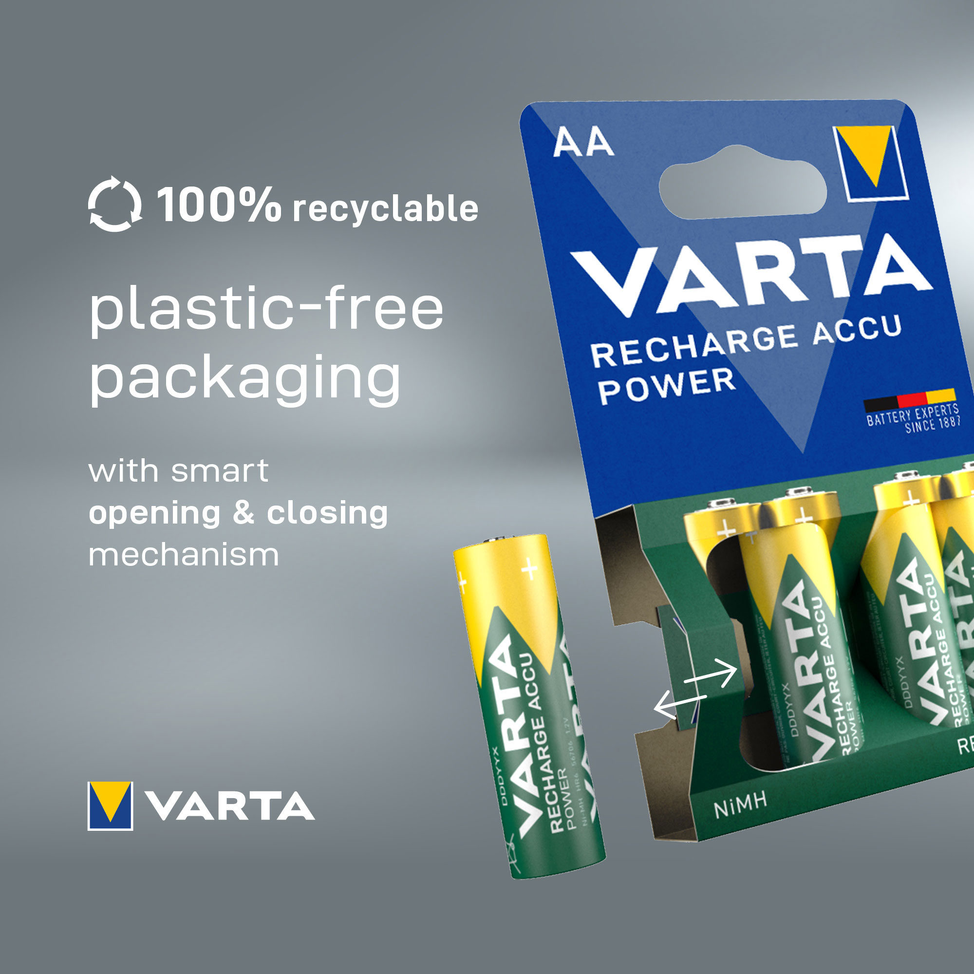 VARTA RECHARGE ACCU POWER PRE-CHARGED RECHARGEABLE BATTERIES AA 2-PACK 2600MAH