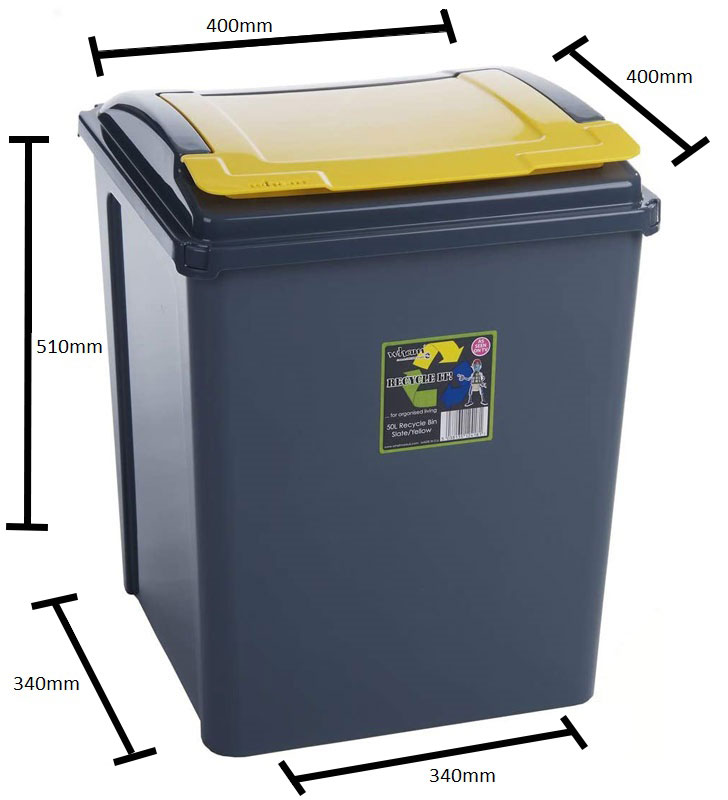 RECYCLE SLIM 50L WITH LID GREEN 40X40XH51CM