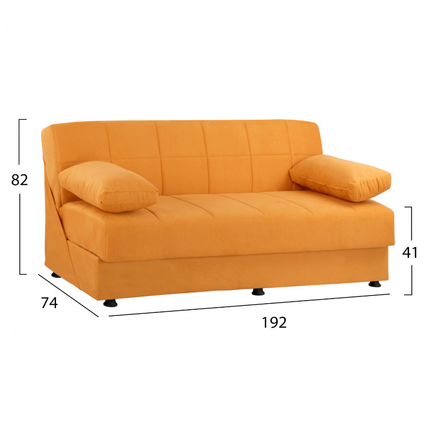 EGE 1215 HM3067.08 SOFA BED 3 SEATS STORAGE VELVET YELLOW 192X74X82CM