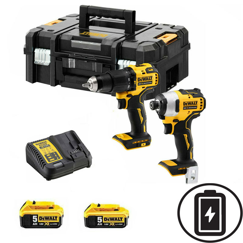 DEWALT DCK2062P2T-QW BRUSHLESS SET IMPACT DRILL & PULSED SCREWDRIVER BATTERY 18V XR 5AH