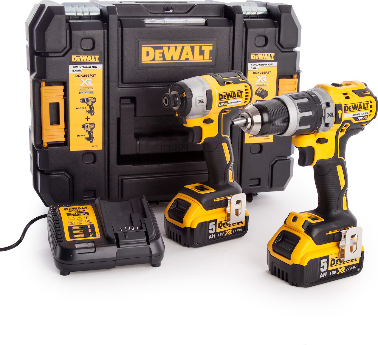 DEWALT DCK2062P2T-QW BRUSHLESS SET IMPACT DRILL & PULSED SCREWDRIVER BATTERY 18V XR 5AH