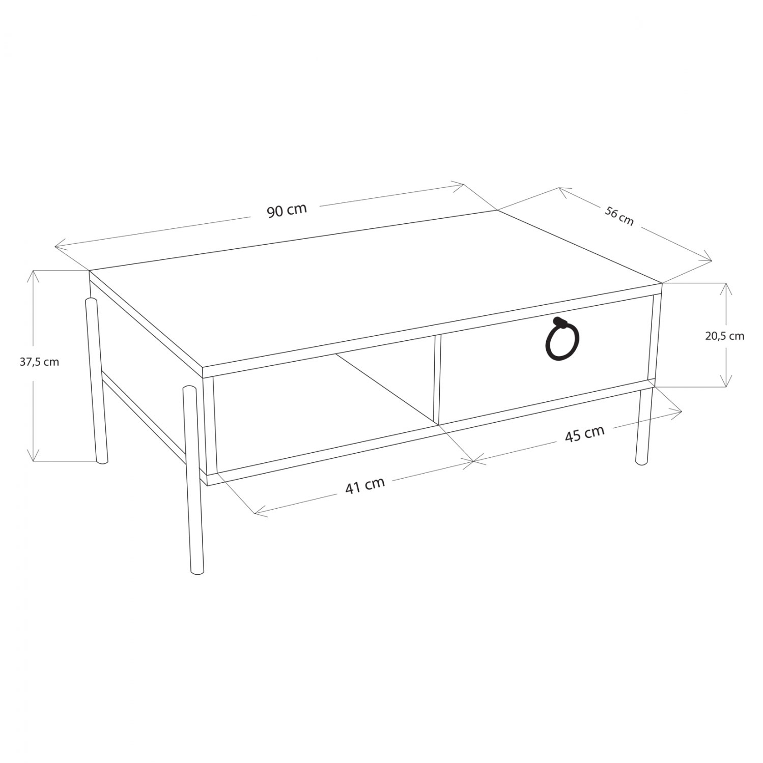 ΤΡΑΠΕΖΙ ΣΑΛΟΝΙΟΥ HM9247.04 ΜΑΥΡΟ ΚΑΡΥΔΙ 90X56X37.5CM