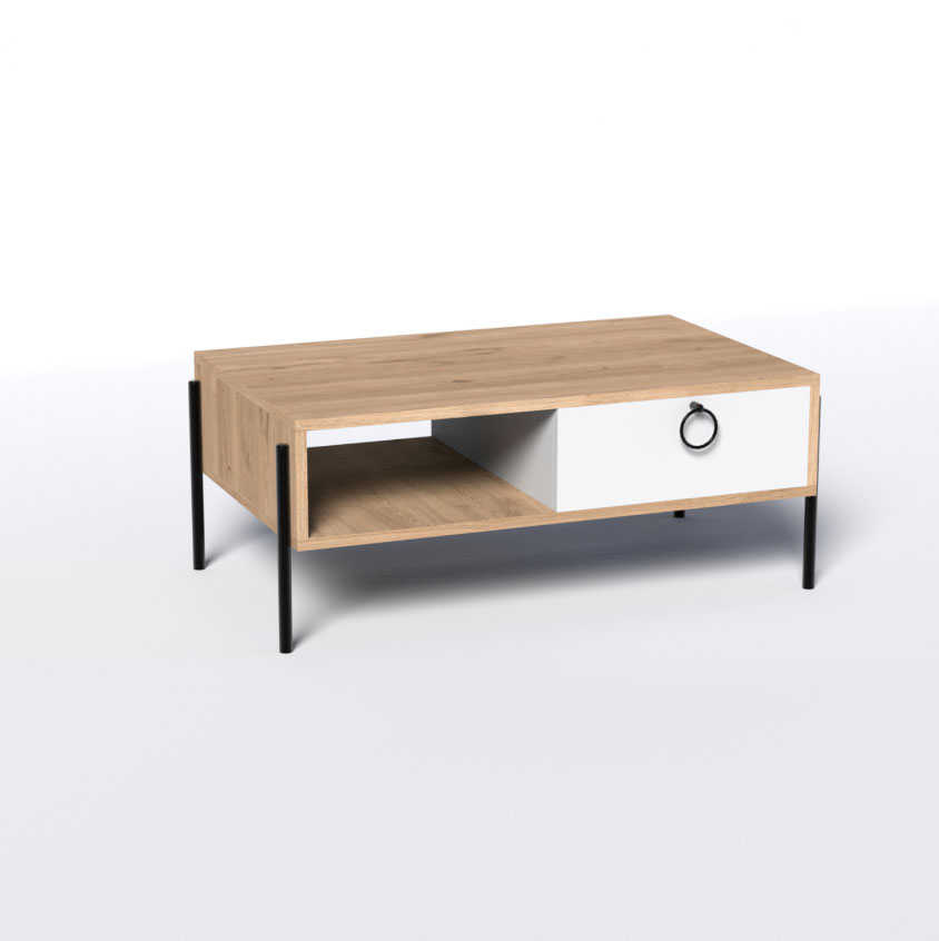 COFFEE TABLE HM9247.01 OAK WHITE 90X56X37.6CM