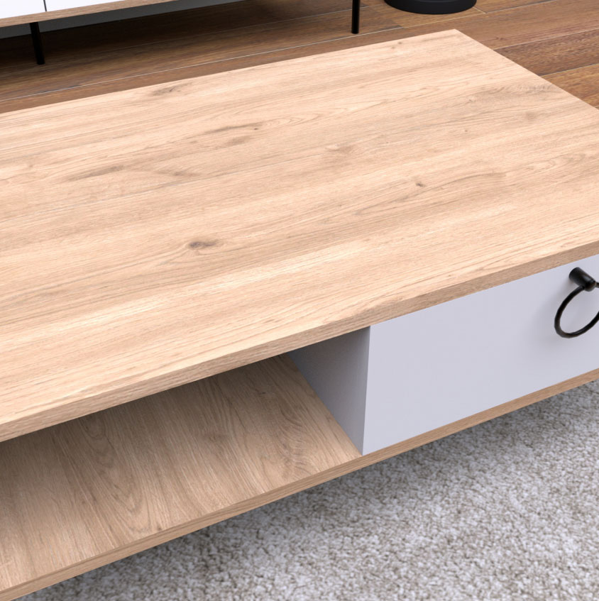 COFFEE TABLE HM9247.01 OAK WHITE 90X56X37.6CM