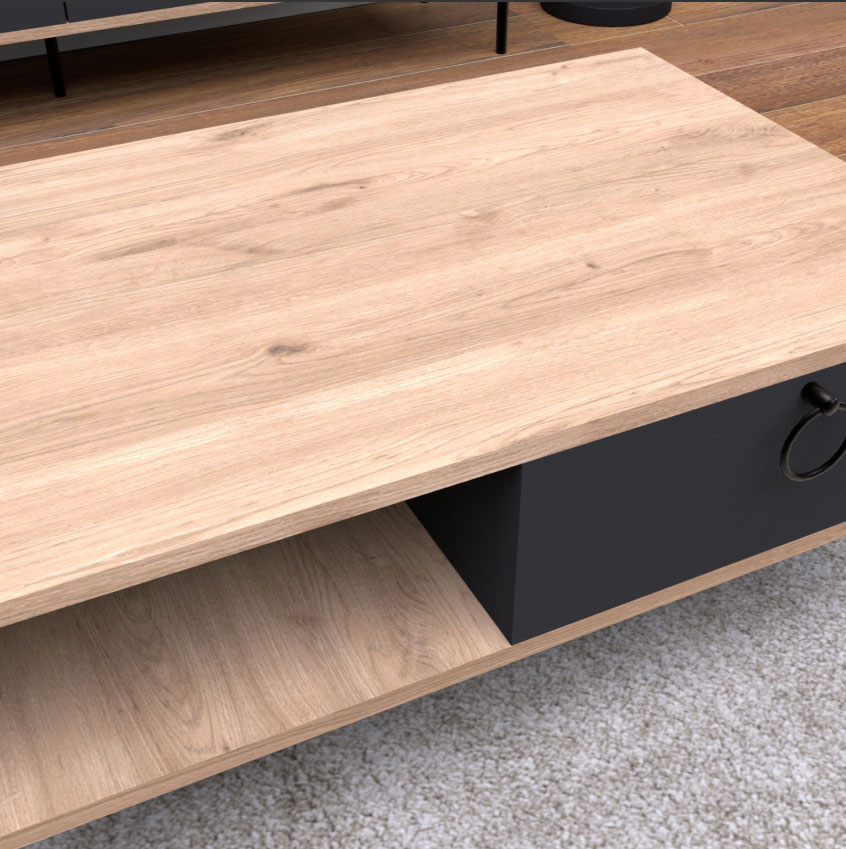 COFFEE TABLE HM9247.02 OAK BLACK 90X56X37.6CM