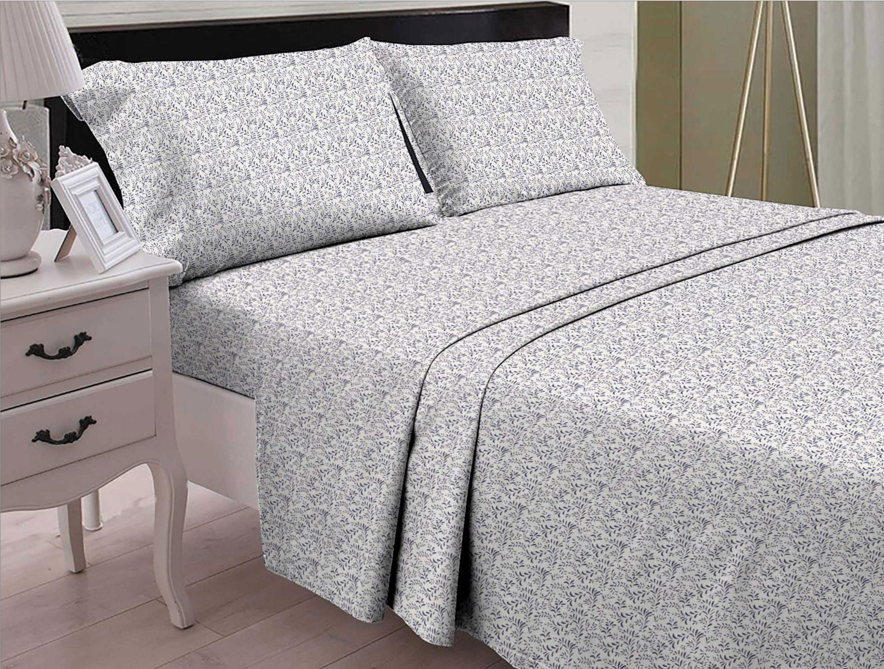 ELEGANCE FLANNEL BEDSHEETS BLUE JASMIN 180X270CM