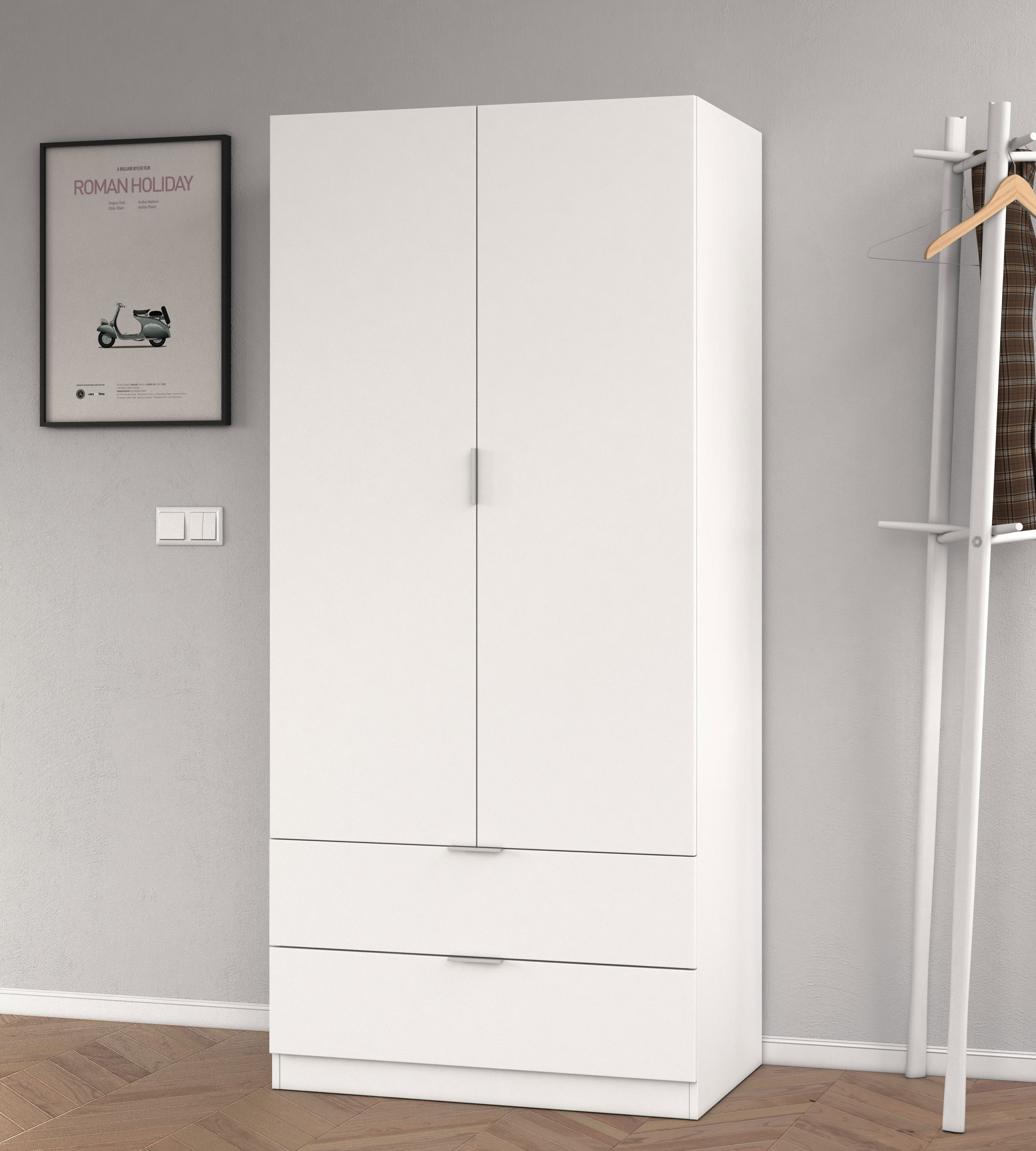 FORES LCX222O WARDROBE 2 DOORS AND 2 DRAWERS WHITE 180X81X52CM