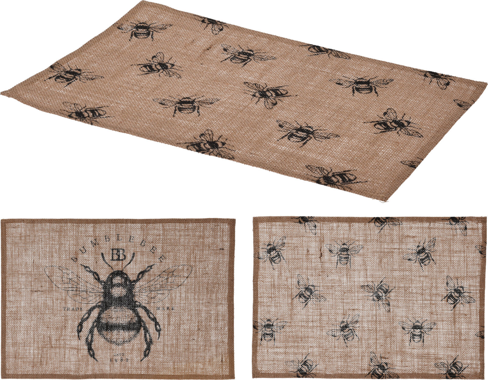 PLACEMAT LINEN WITH BEE PRINT 2 ASSORTED DESIGNS