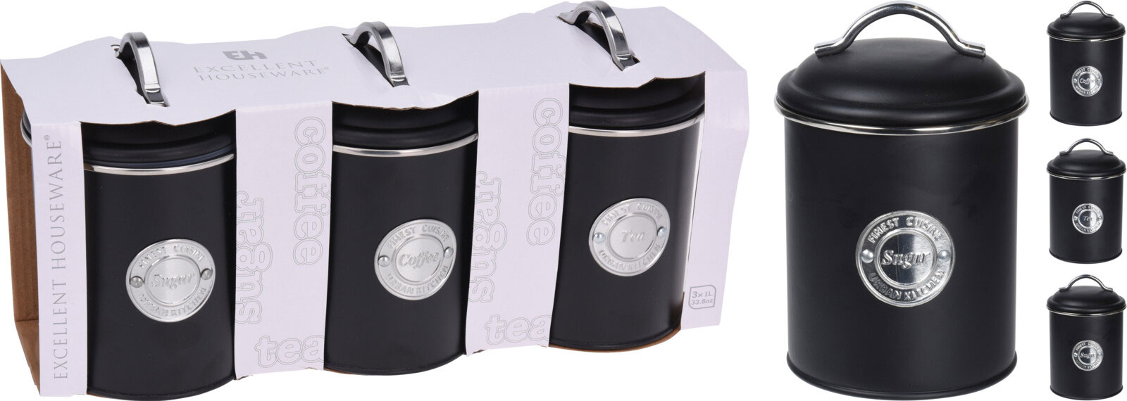 STORAGE CANISTER WITH LID SET 3PCS