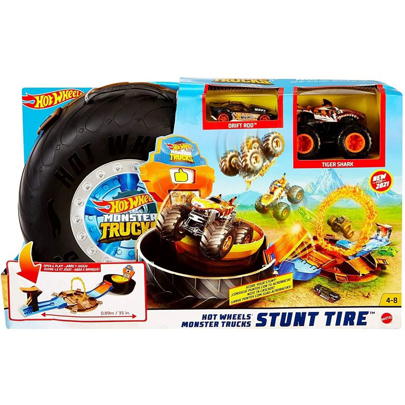 HOT WHEELS GVK48 MONSTER TRUCKS STUNT TIRE PLAY SET