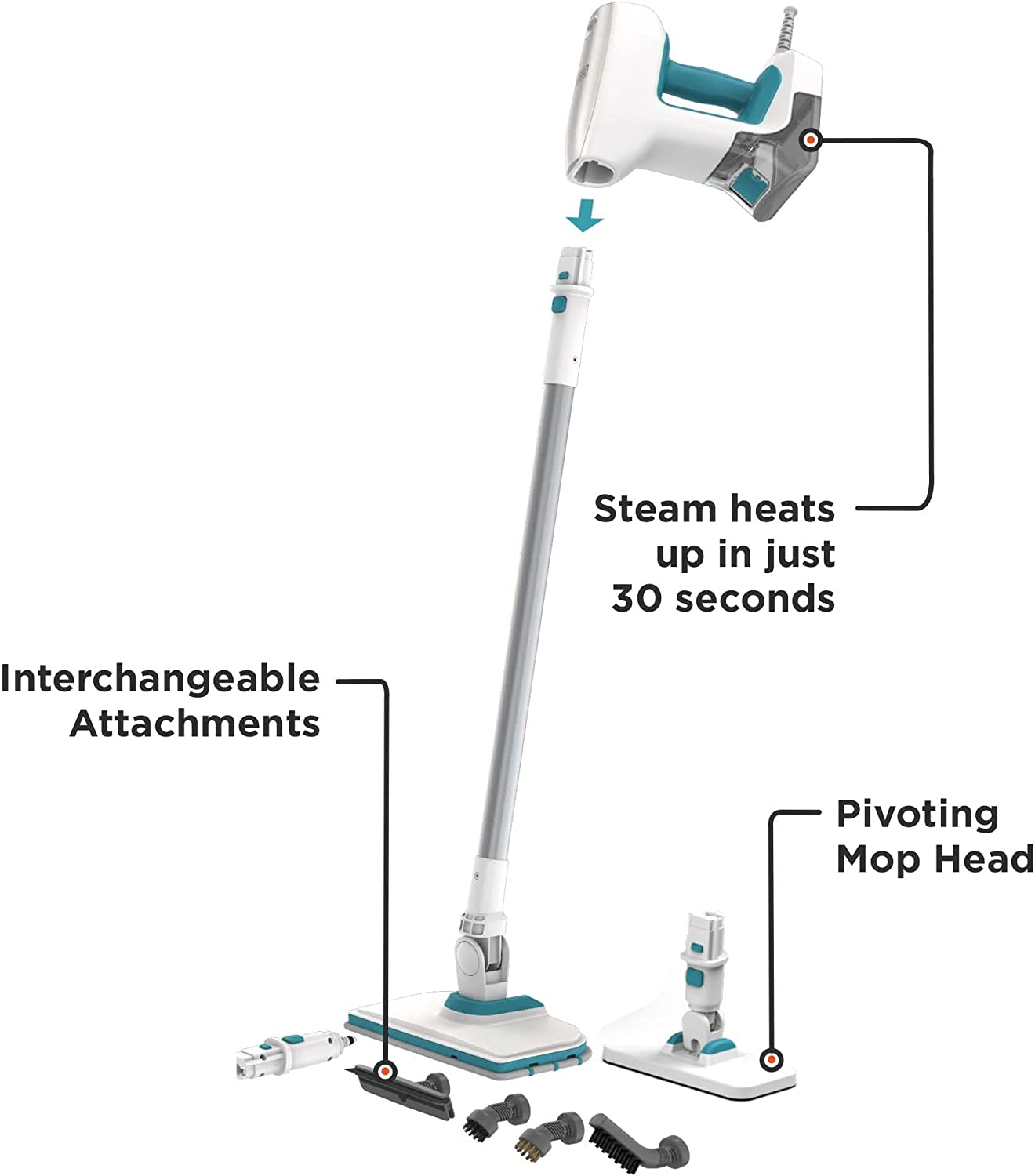 BLACK & DECKER BHSM15FX08 STEAM MOP 1.5KW WITH 8 ATTACHMENTS