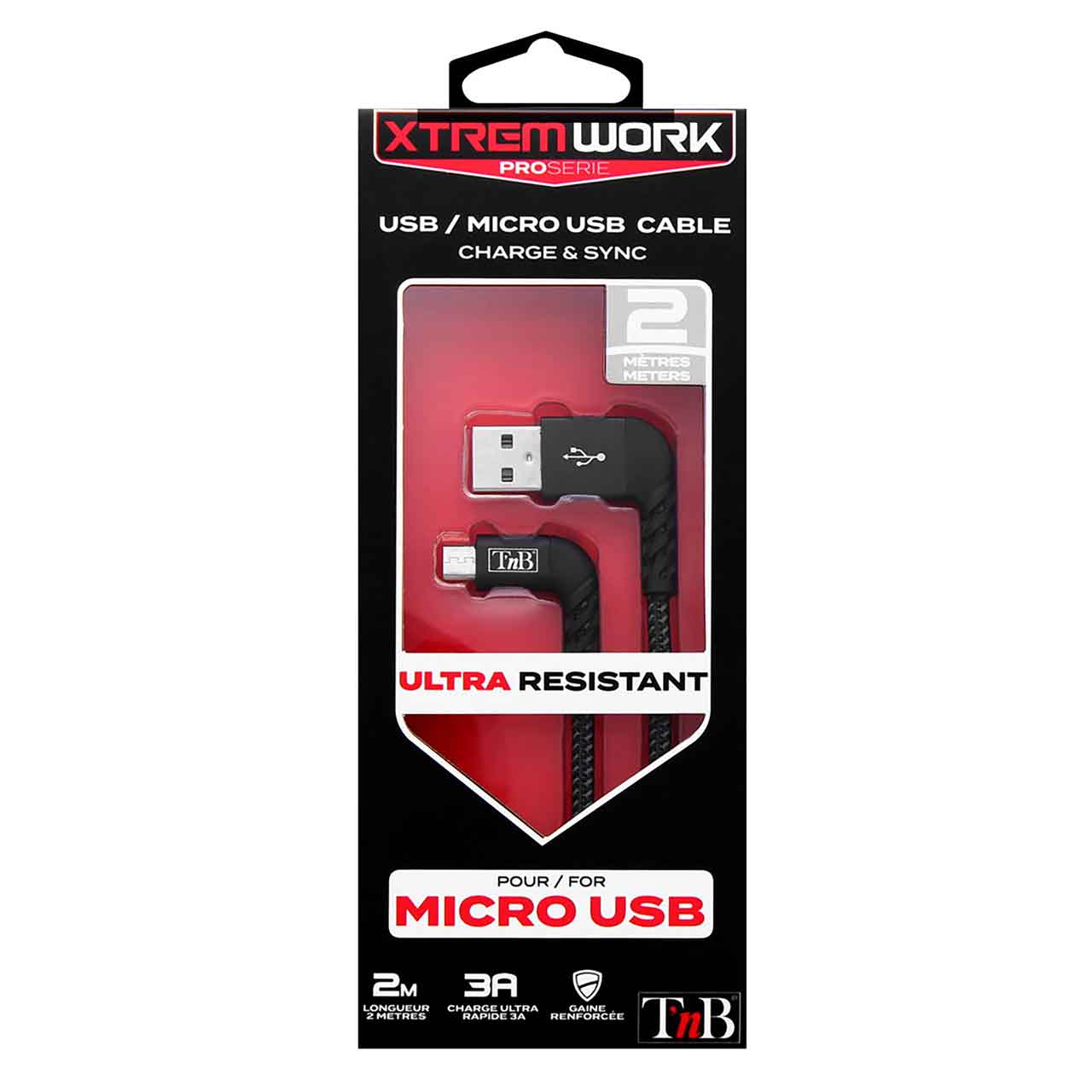 TNB XCBMUSB200 MICRO USB ΙΣΧΥΡΟ ΚΑΛΩΔΙΟ ΜΕ ΓΩΝΙΑΚΟ ΣΥΝΔΕΣΗ