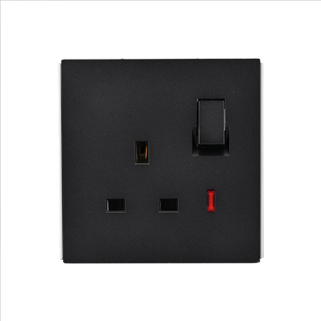 POWERLINK ACCESSORIES 13A DP BS 1-GANG SOCKET WITH NEON BLACK MATTE