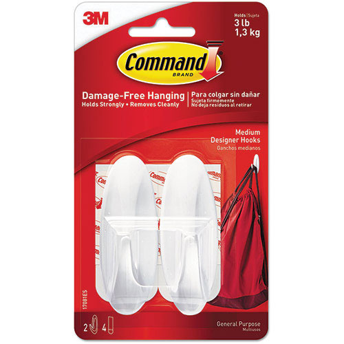 3M COMMAND™ HOOKS 1.3KG 2PCS WHITE