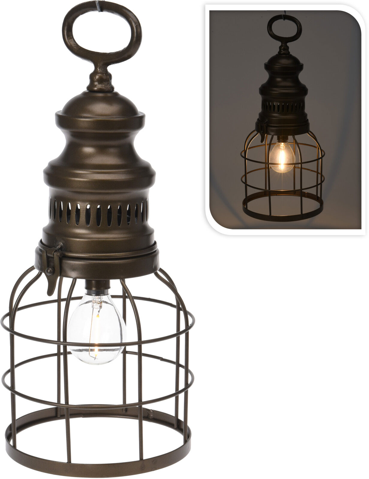 LANTERN LED IRON 14X14X32CM