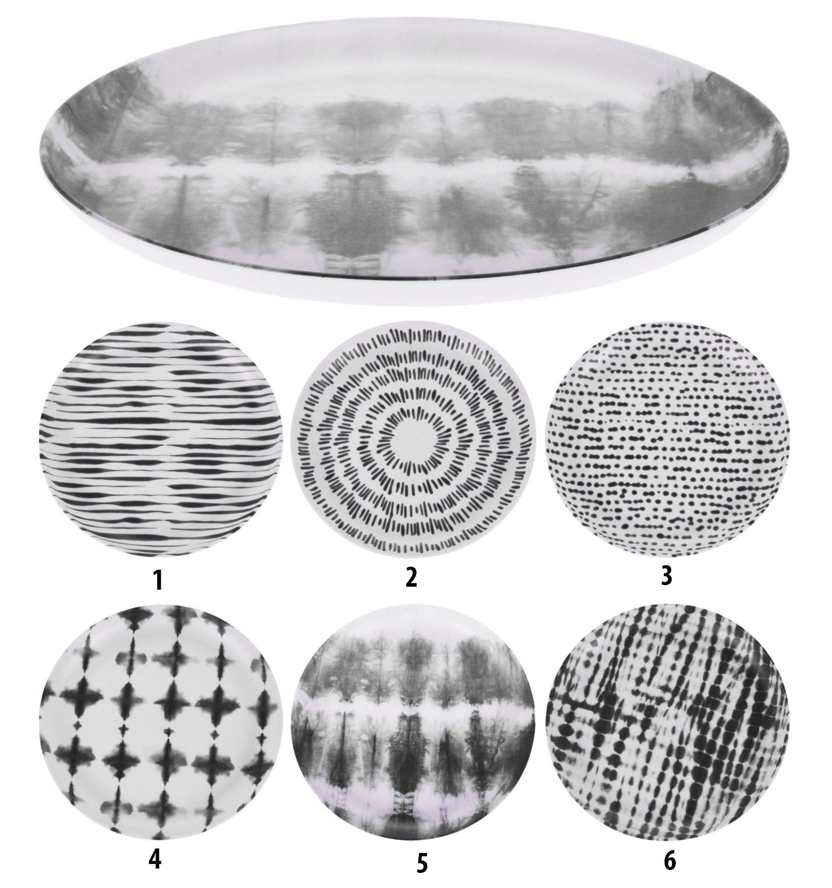 PLATE MELAMINE DIA 21CM 6 ASSORTED DESIGNS