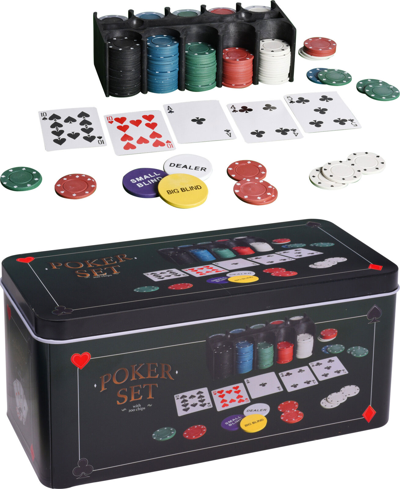 POKER SET 200 CHIPS DEALER