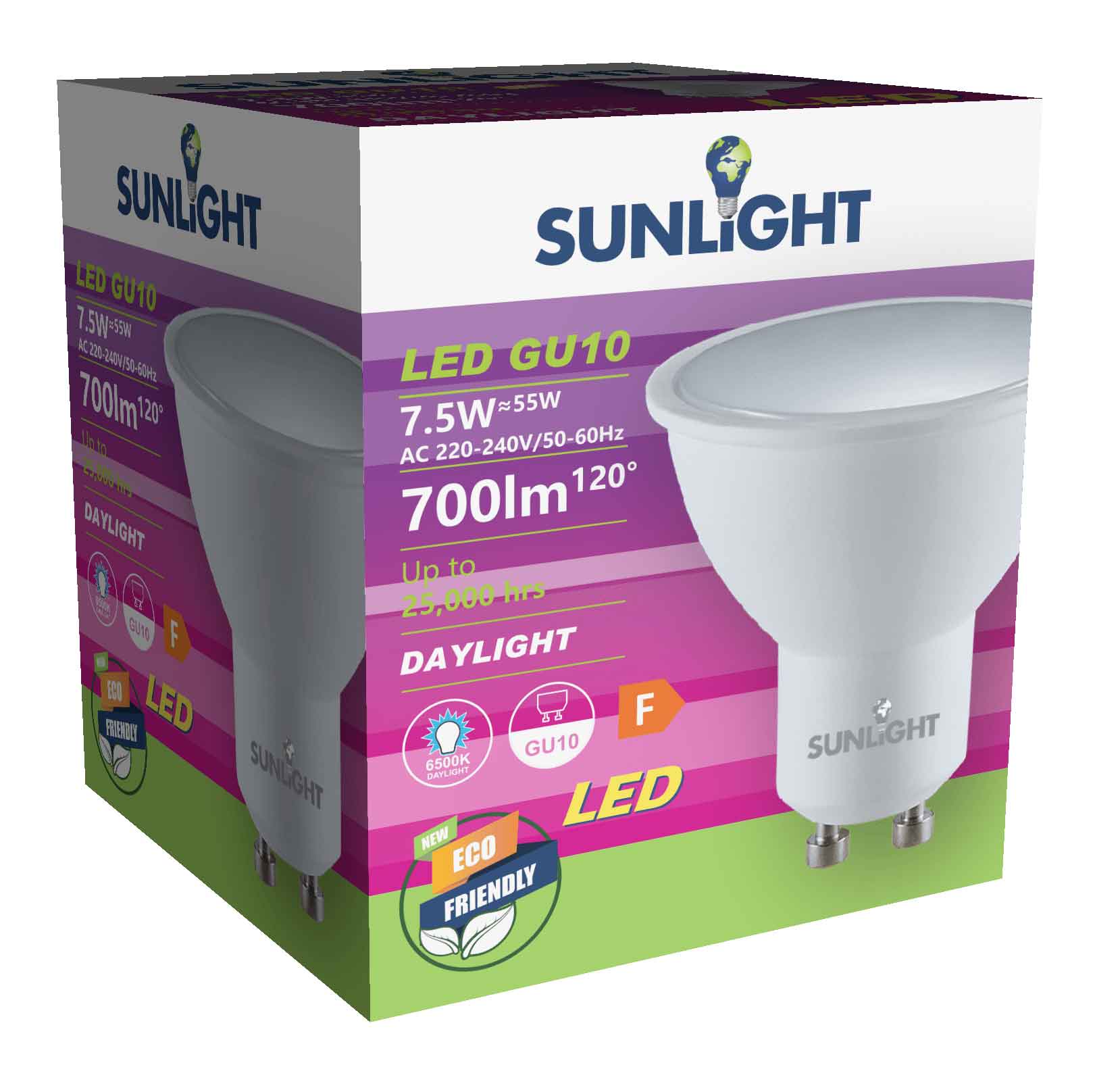 SUNLIGHT LED 7.5W LAMP GU10 700LM 6500K 120° FROSTED