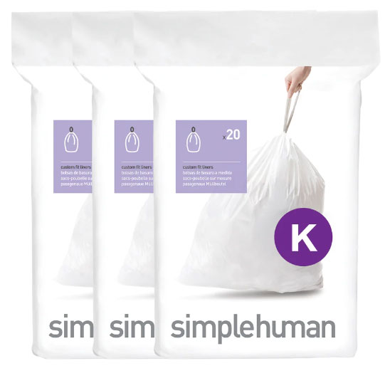 SIMPLEHUMAN BIN BAG LINER CODE K (35-45L) 20PCS