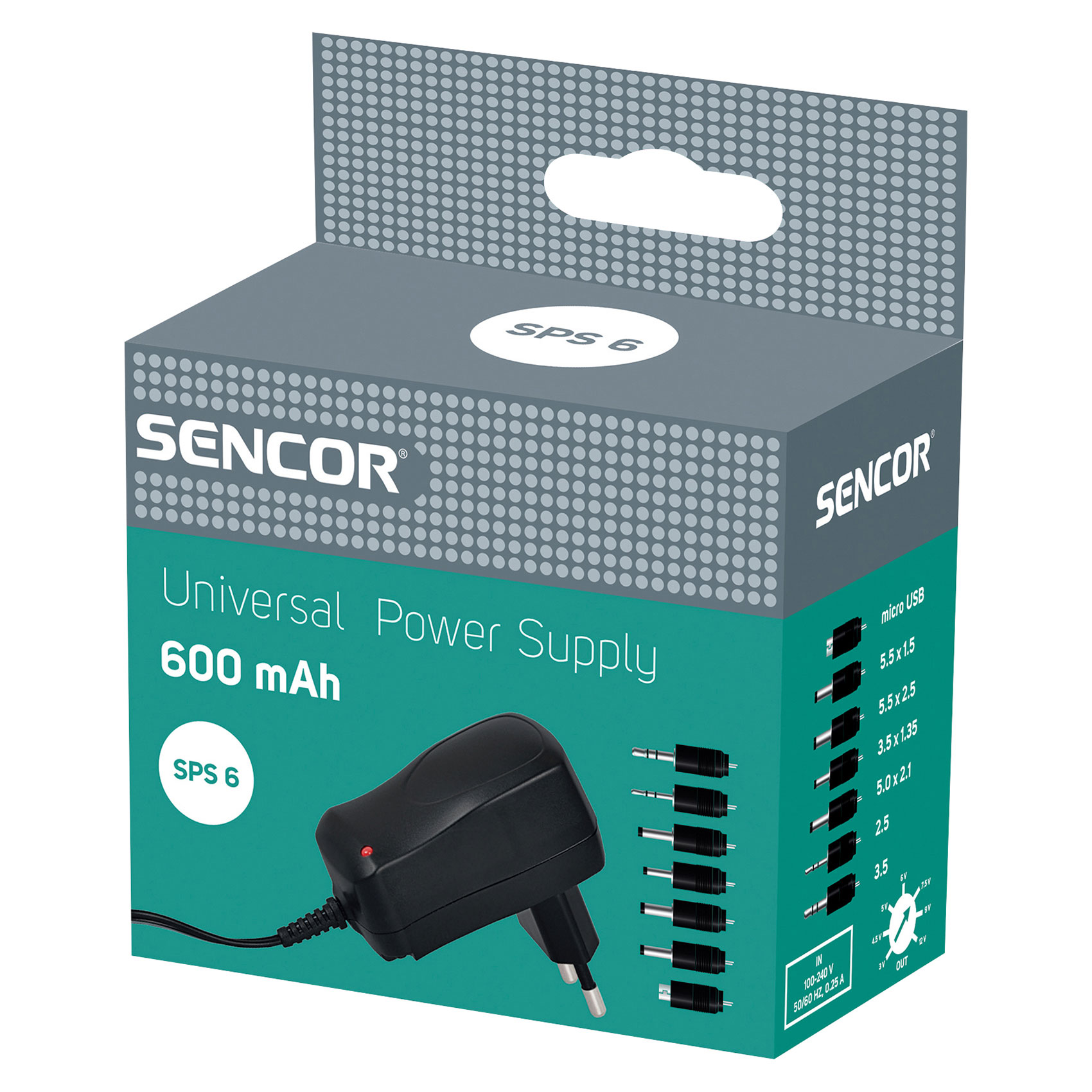 SENCOR SPS 6 UNIVERSAL SWITCHING POWER SUPPLY UNIT 600 MAH