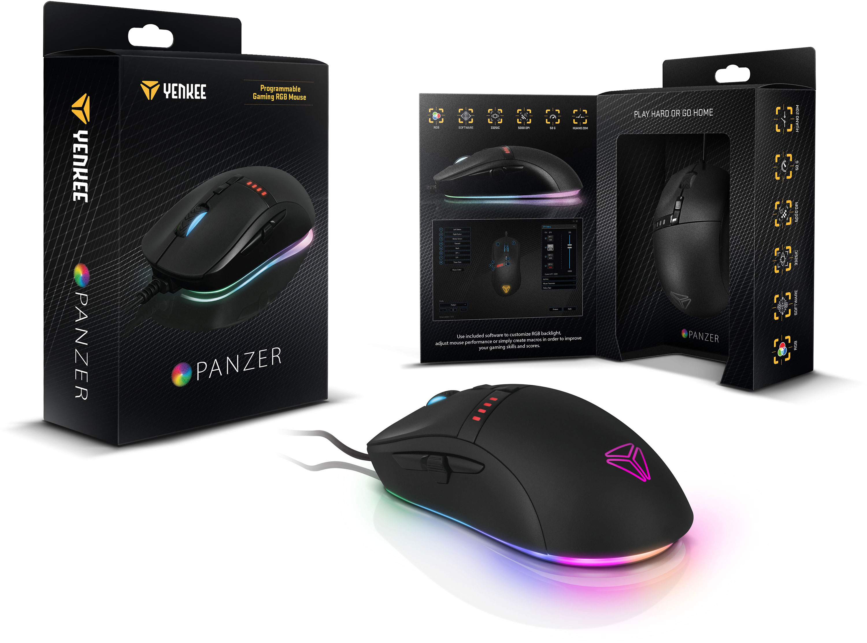 YENKEE YMS 3400 ΠΡΟΓΡΑΜΜΑΤΙΖΌΜΕΝΟ GAMING RGB MOUSE PANZER