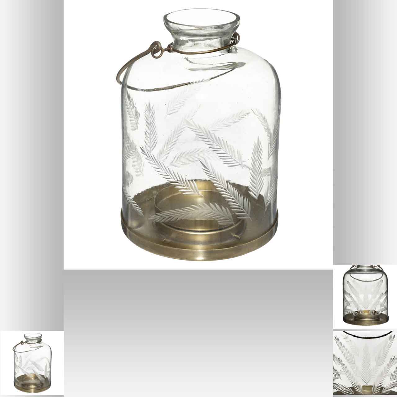 ATMOSPHERA LANTERN CHISELED GLASS H17CM