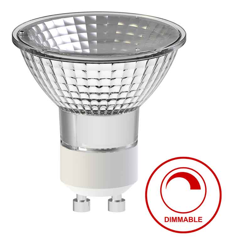 SUNLIGHT LED 4.8W LAMP GU10 GLASS 460LM 3000K 100° CLEAR DIMMABLE