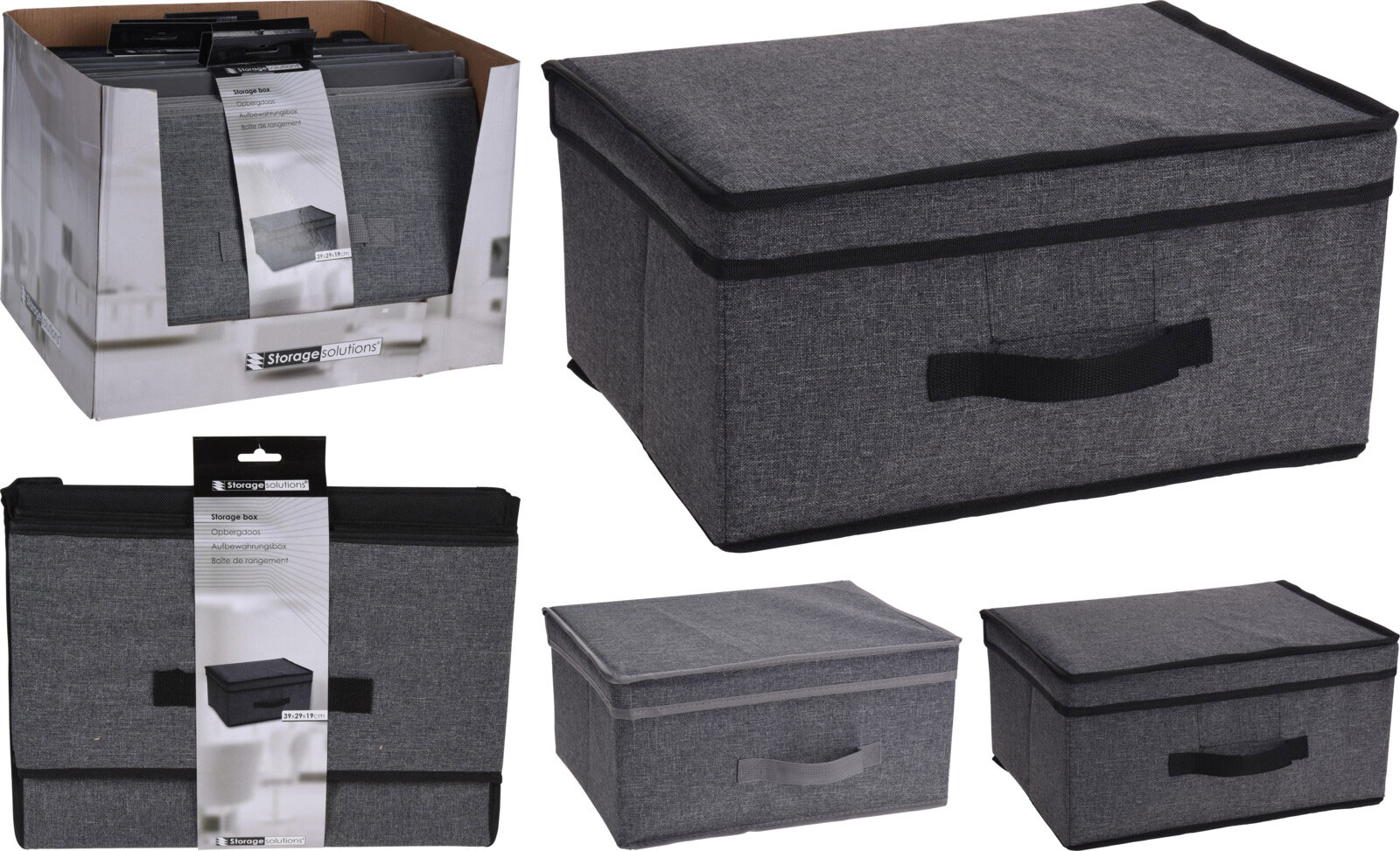 STORAGE BOX WITH FLIP LID 39X29X19CM 2 ASSORTED COLORS