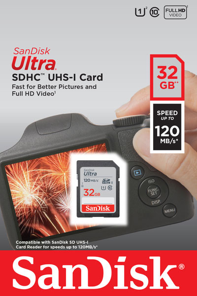 SANDISK SD CARD 32GB 120MB