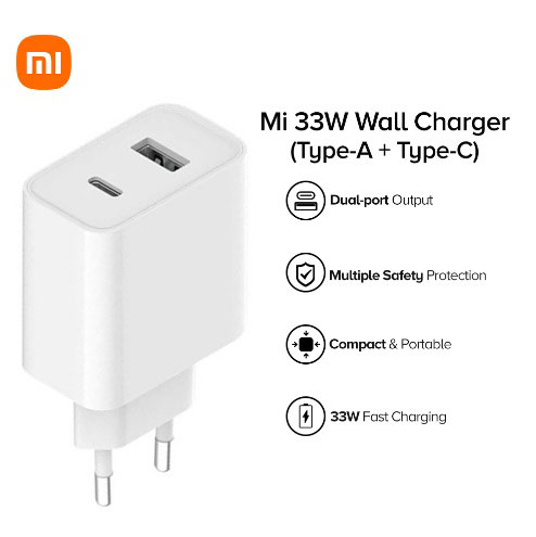 XIAOMI MI BHR4996GL ΦΟΡΤΙΣΤΗΣ 33W TΥΠΟΣ-A + ΤΥΠΟΣ-C ΓΡΗΓΟΡΗ ΦΟΡΤΙΣΗ