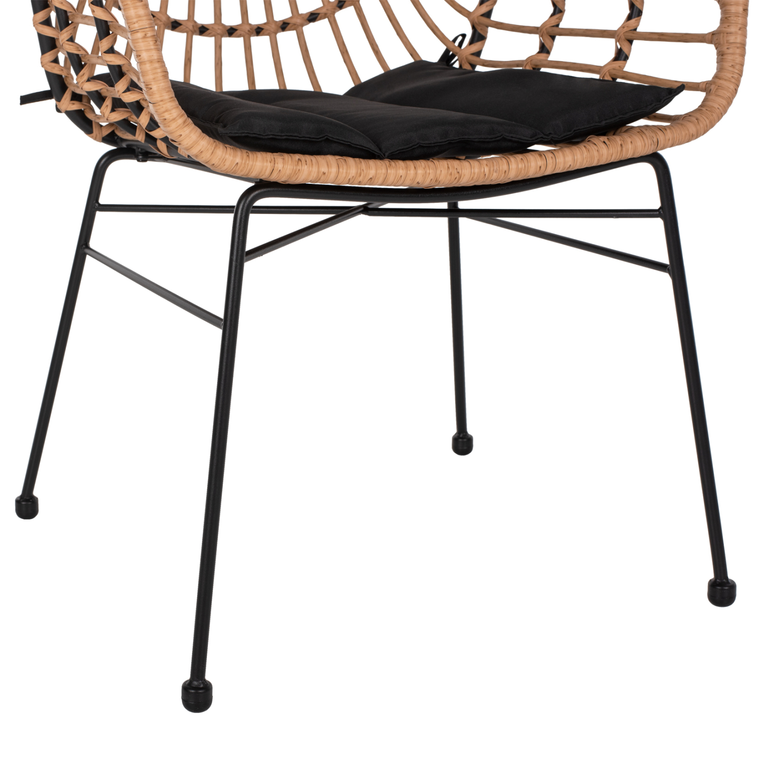 WICKER ARMCHAIR PROFESSIONAL BLACK METAL RATTAN BEIGE & CUSHION FB95864.01 58.5x60.5x80 cm.