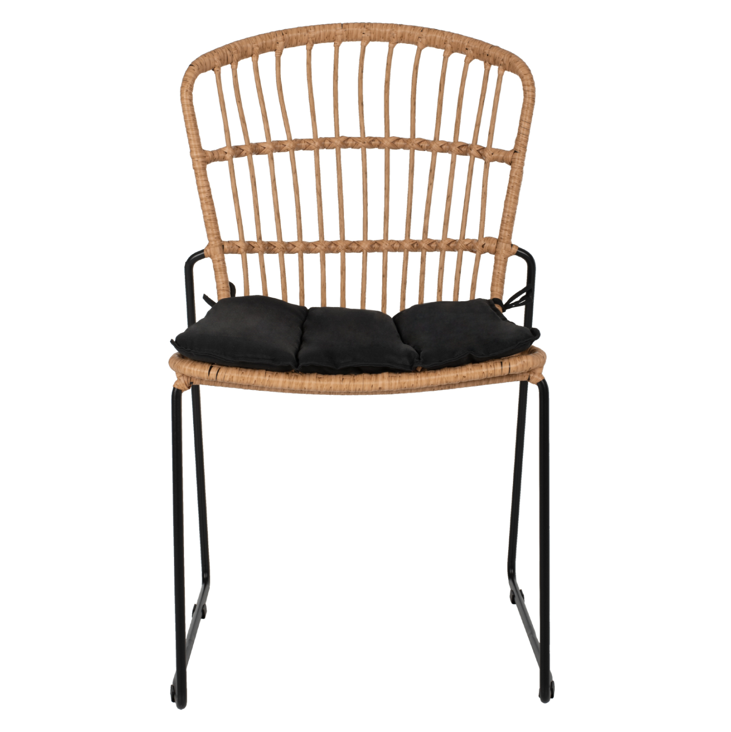 WICKER CHAIR PROFESSIONAL METAL FB95866.01 BLACK CUSHION BLACK RATTAN NATURAL 51.5x58x86Hcm.