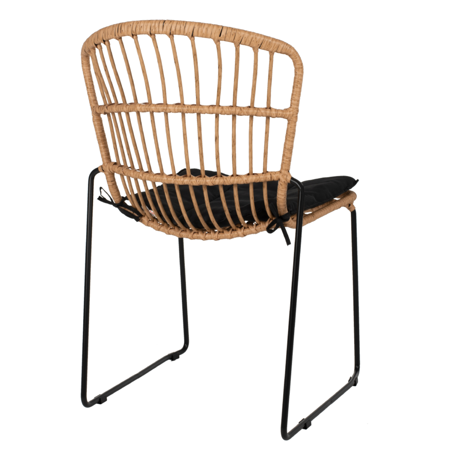 WICKER CHAIR PROFESSIONAL METAL FB95866.01 BLACK CUSHION BLACK RATTAN NATURAL 51.5x58x86Hcm.