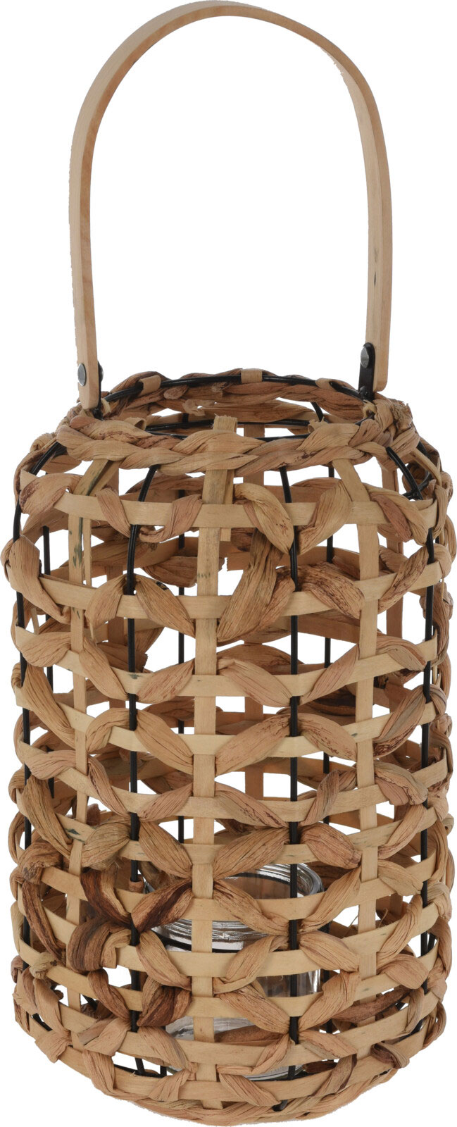 LANTERN ROUND NATURAL WOOD 22X45CM