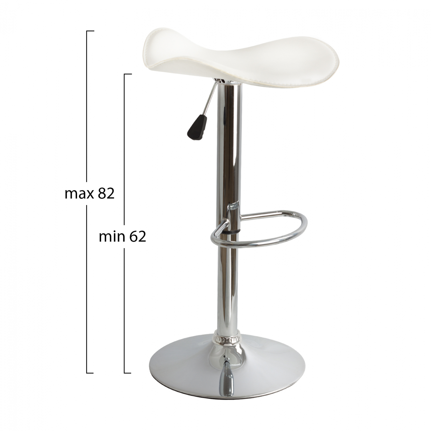 GANNA BAR STOOL HM201.02 WHITE PU WITH GAS LIFT 45X45X82CM