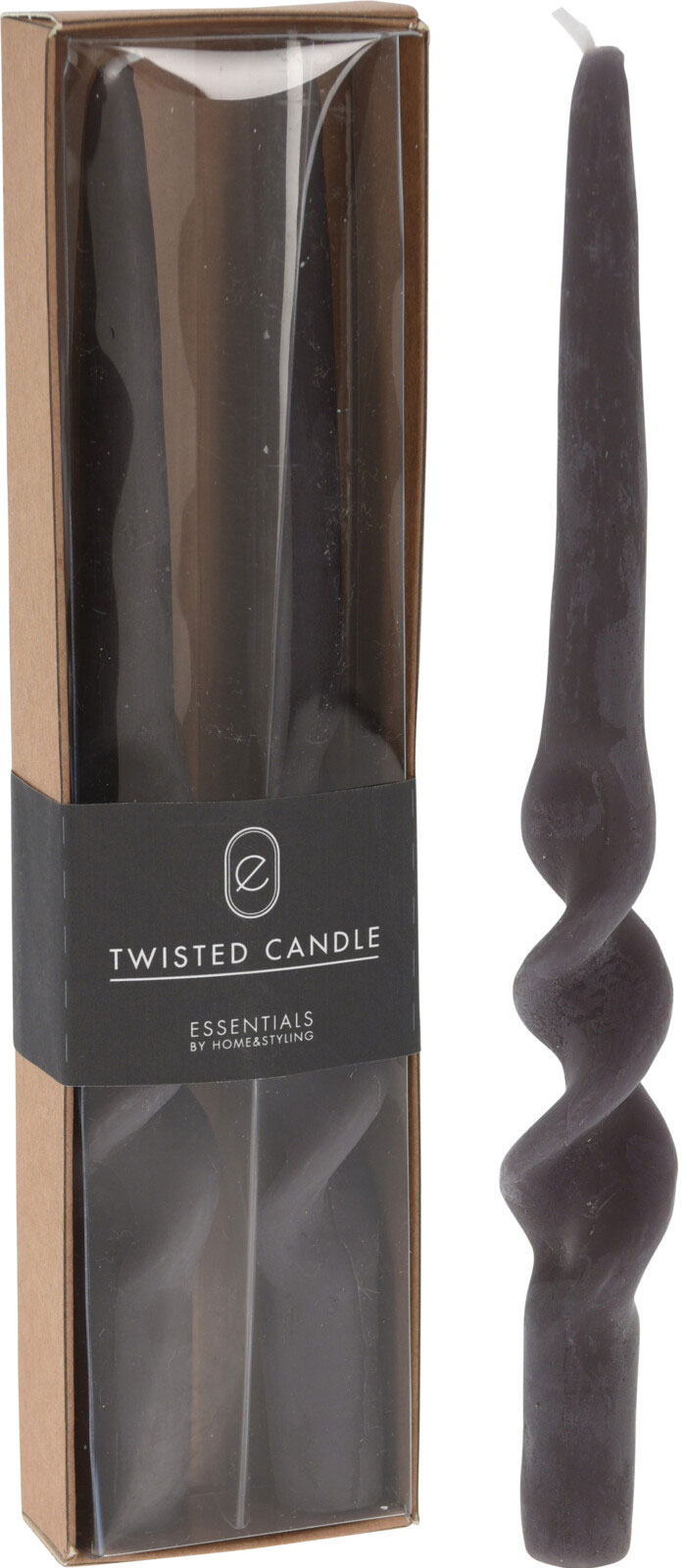 CANDLE TWISTED ANTRACITE 25XH230MMM 2PCS