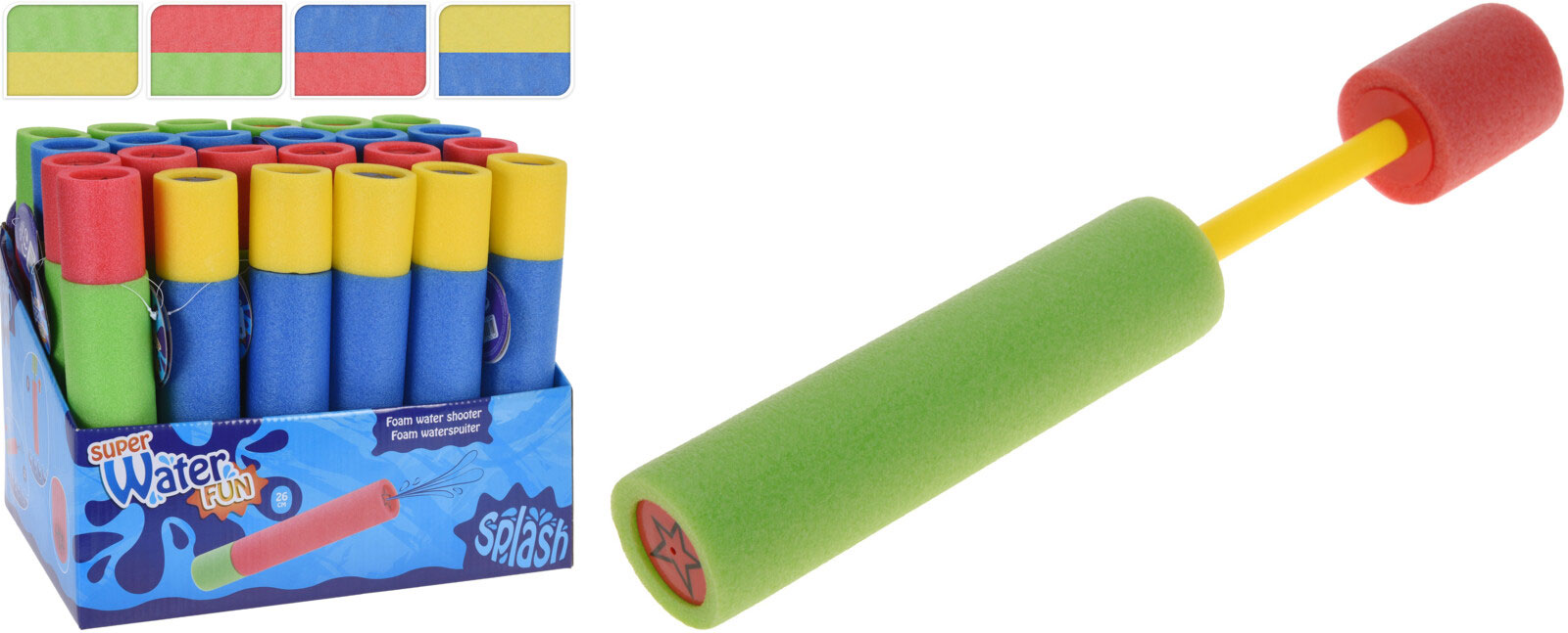 WATER SHOOTER 26CM FOAM 4 ASSORTED DESIGNS