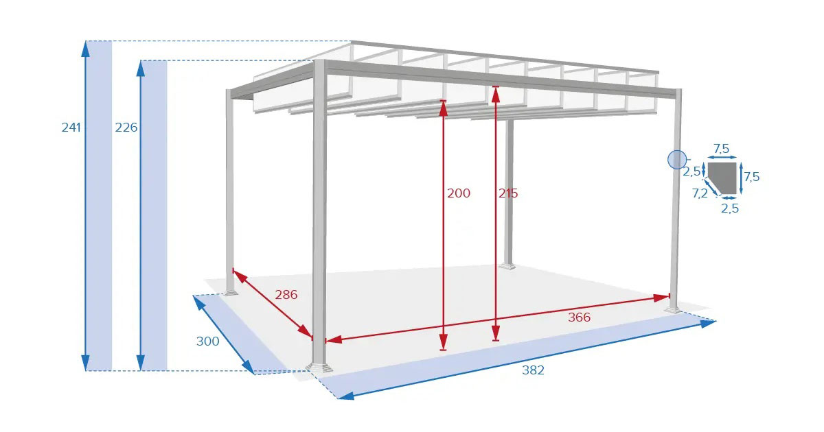 HESPERIDE BELIZE ALUMINIUM PERGOLA WITH LOUVERED ROOF 3X3.8M