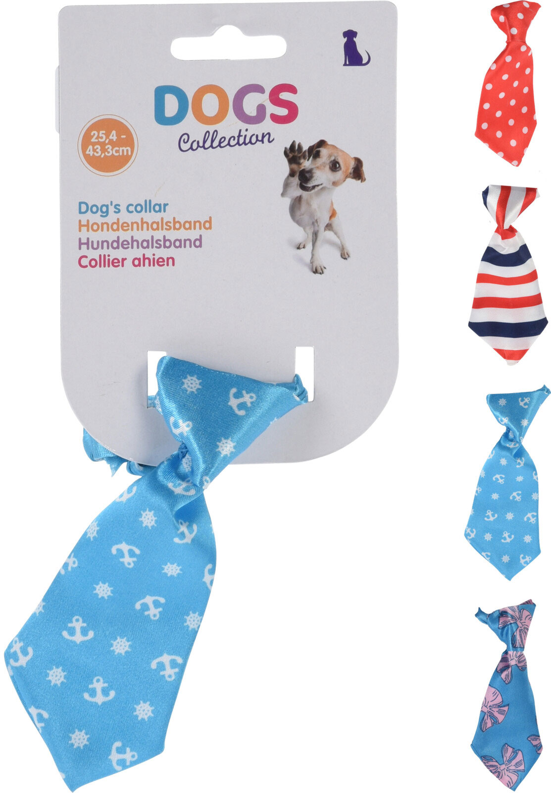 DOG COLLAR WITH TIE 4 ASSORTED DESIGNS