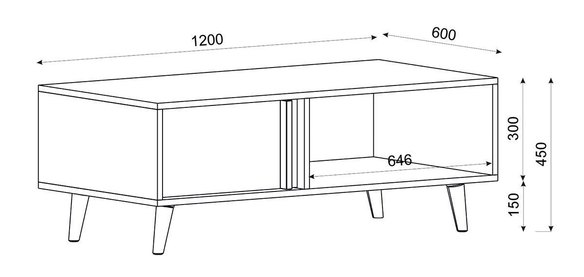 ARTELIBRE 14410186 ANDROS COFFEE TABLE 120X60X45CM NATURAL/CHARCOAL