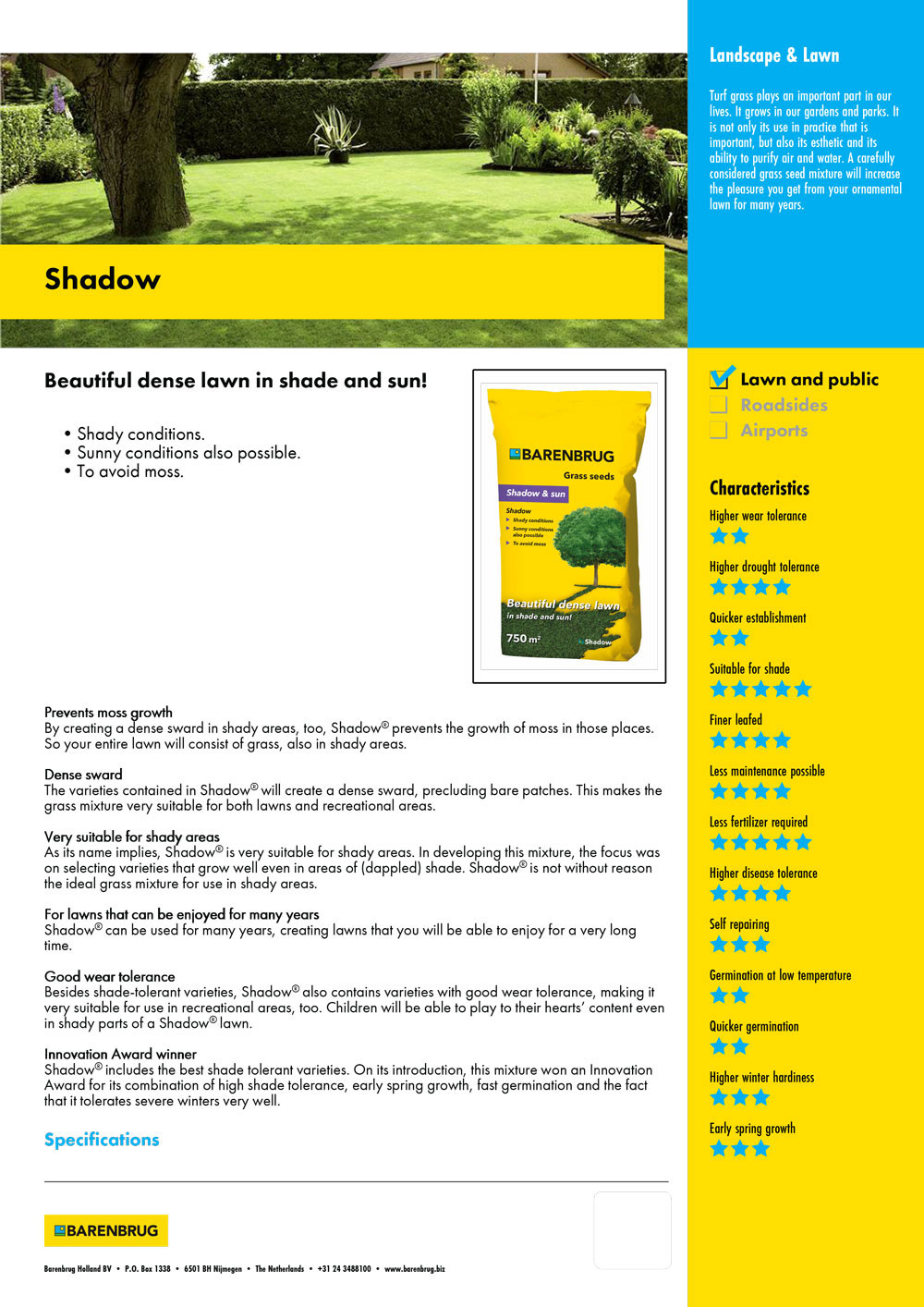 BARENBRUG SHADOW LAWN MIXTURE 1KG