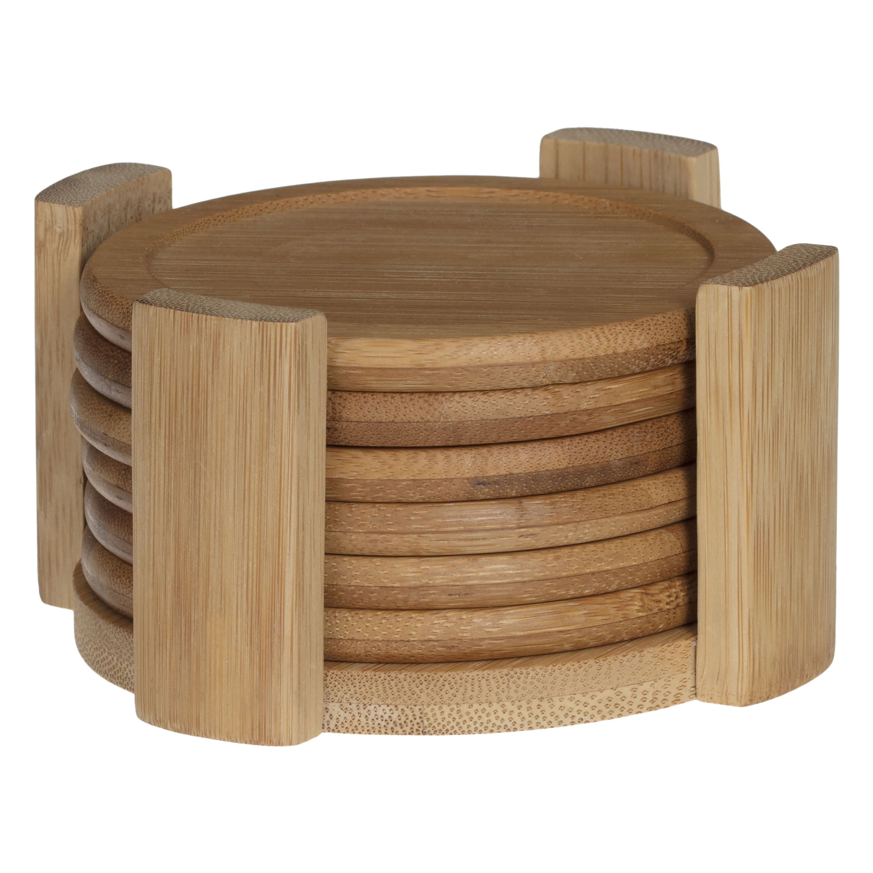 SET6 COASTER WITH HOLDER BAMBOO