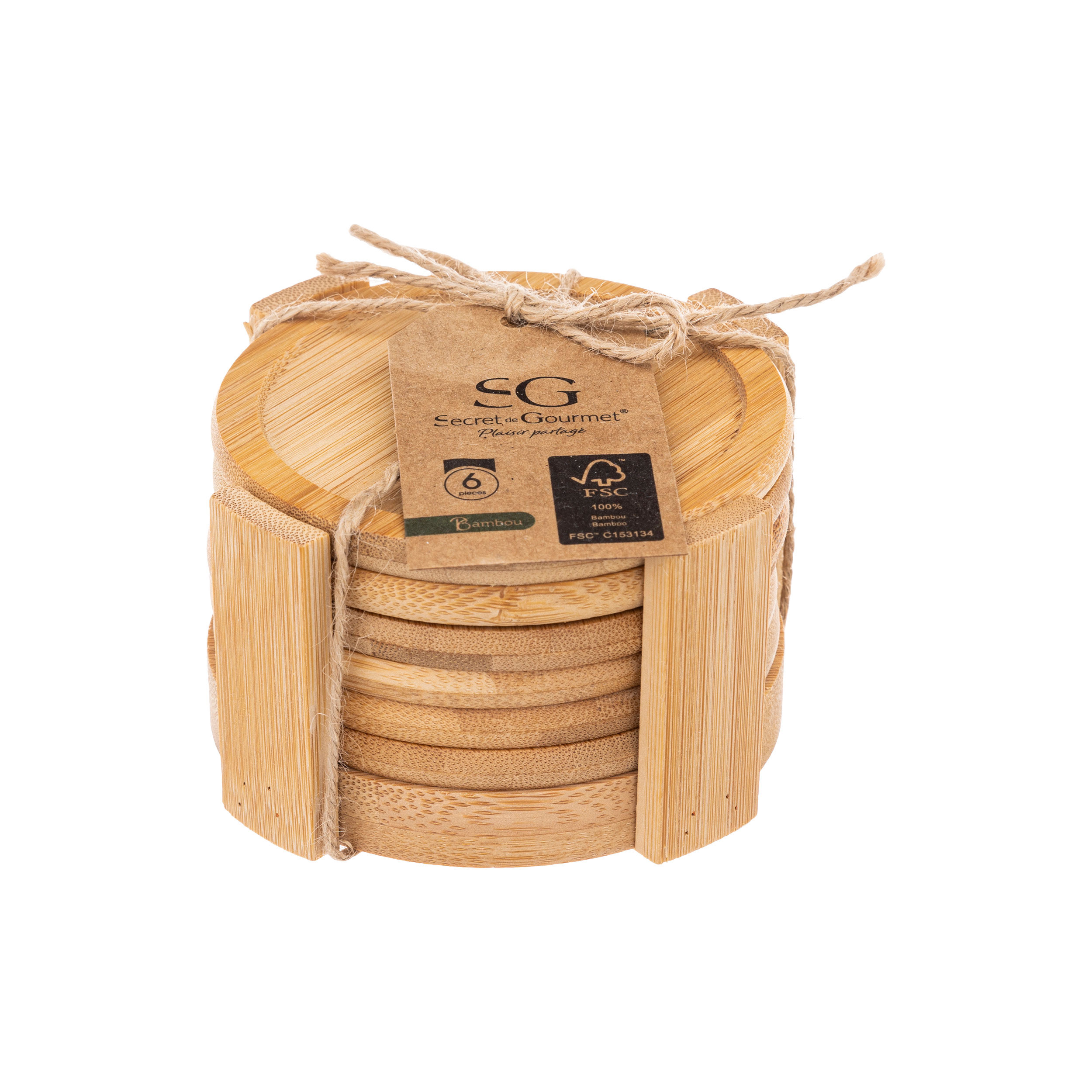 SET6 COASTER WITH HOLDER BAMBOO