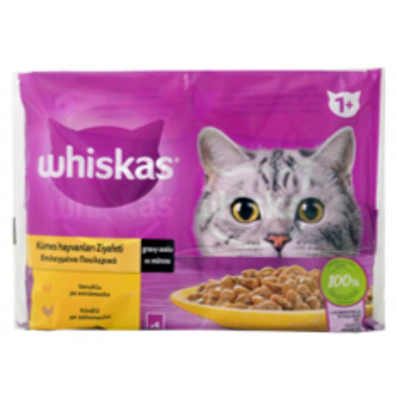 WHISKAS ΣΑΚΟΥΛΑΚΙ ΥΓΡΗ ΤΡΟΦΗ ΓΙΑ ΓΑΤΕΣ ΜΕ ΓΕΥΣΗ ΔΙΑΦΟΡΑ ΠΟΥΛΕΡΙΚΑ 4Χ85ΓΡ